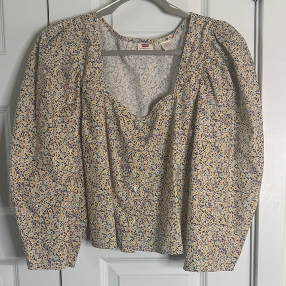 Levi's Tops - Levi's Women's Floral Blouse - Cream and Yellow